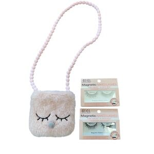 Ardell Magnetic Naked Lashes 421 2pk Bundle with Pink Faux Fur Plush Face Bag